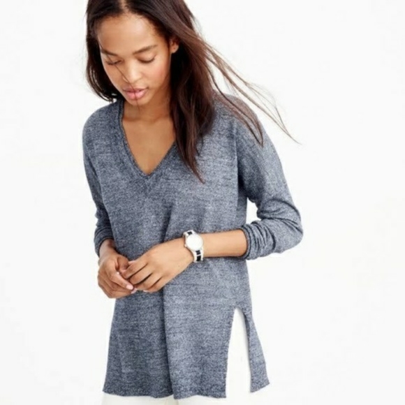 J Crew Merino Wool/Linen Blend V-neck Sweater - Picture 2 of 7